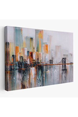 Brooklyn Köprüsü New York Yağlıboya Görünüm Dekoratif Tablo-3744