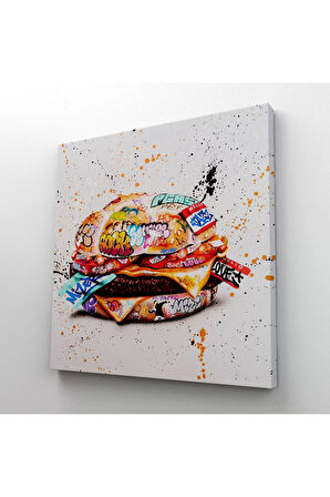 Hamburger Graffiti Kanvas Tablo, Banksy Sokak Graffiti Tablo-5344
