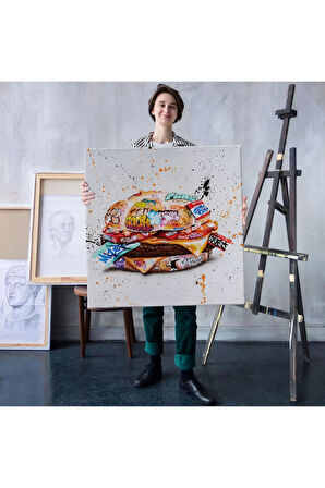 Hamburger Graffiti Kanvas Tablo, Banksy Sokak Graffiti Tablo-5344