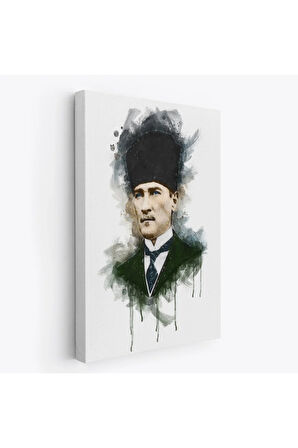 Mustafa Kemal Atatürk'ün Suluboya Görünümlü Portresi Dekoratif Kanvas Tablo-da-78
