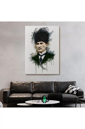 Mustafa Kemal Atatürk'ün Suluboya Görünümlü Portresi Dekoratif Kanvas Tablo-da-78