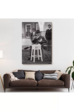 Atatürk Portre Tablosu Mustafa Kemal Atatürk Dikdörtgen Dekoratif Kanvas Tablo-ez-124