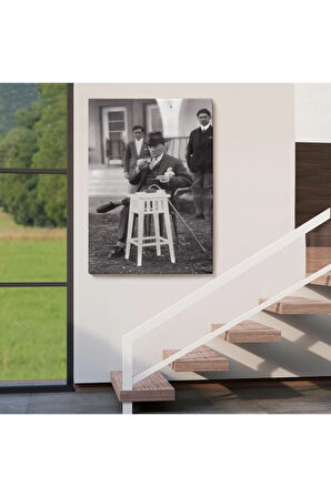 Atatürk Portre Tablosu Mustafa Kemal Atatürk Dikdörtgen Dekoratif Kanvas Tablo-ez-124