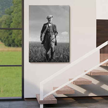 Atatürk Portre Tablosu Mustafa Kemal Atatürk Dikdörtgen Dekoratif Kanvas Tablo-fc-127