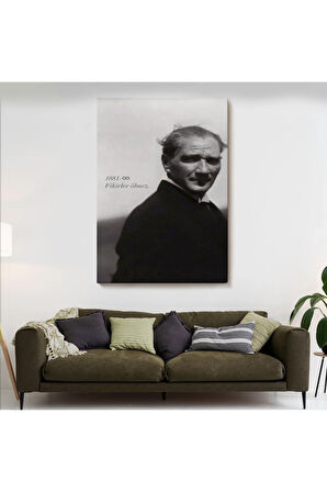 Atatürk Portre Tablosu Mustafa Kemal Atatürk Dikdörtgen Dekoratif Kanvas Tablo-fd-128