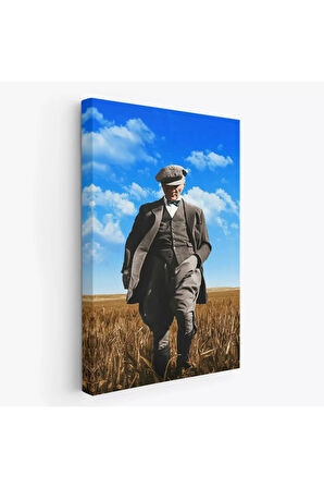 Atatürk Portre Tablosu Mustafa Kemal Atatürk Dikdörtgen Dekoratif Kanvas Tablo-fe-129
