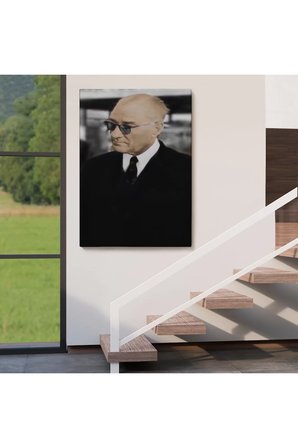 Atatürk Portre Tablosu Mustafa Kemal Atatürk Dikdörtgen Dekoratif Kanvas Tablo-ff-130