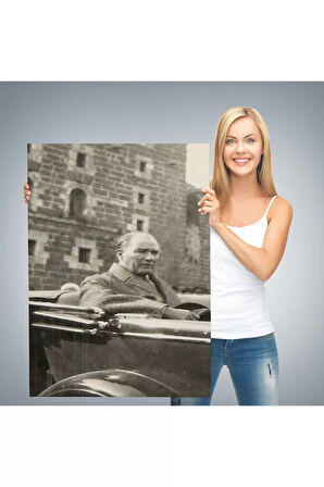 Atatürk Portre Tablosu Mustafa Kemal Atatürk Dikdörtgen Dekoratif Kanvas Tablo-fj-134