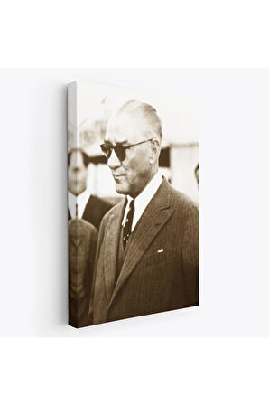 Atatürk Portre Tablosu Mustafa Kemal Atatürk Dikdörtgen Dekoratif Kanvas Tablo-fş-143