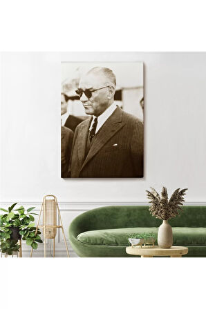 Atatürk Portre Tablosu Mustafa Kemal Atatürk Dikdörtgen Dekoratif Kanvas Tablo-fş-143