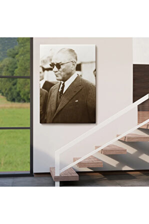 Atatürk Portre Tablosu Mustafa Kemal Atatürk Dikdörtgen Dekoratif Kanvas Tablo-fş-143