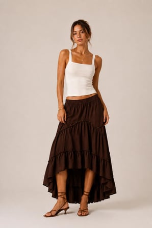 Asimetrik Kesim Boho Maxi Etek