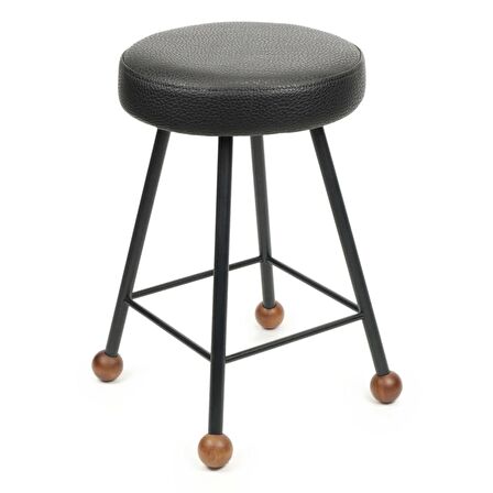 Tabure Ahşap Deri Döşemeli Metal Ayaklı – 47cm