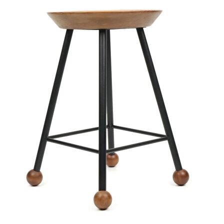 Tabure Ahşap Metal Ayaklı – 47cm