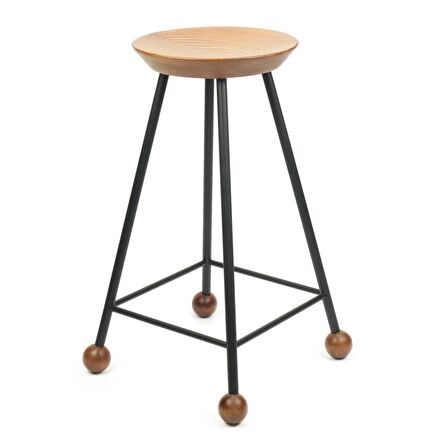 Bar Taburesi Ahşap Metal Ayaklı – 65cm
