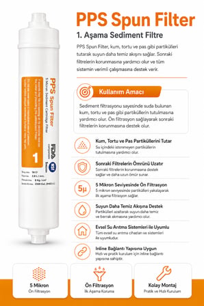 Tüm Arıtma Cihazlarına Uyumlu Kapalı Kasa PREMIUM Inline 5 Aşamalı Filtre