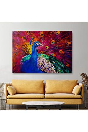 Çok Renkli Tavus Kuşu Modern Sanat Kanvas Duvar Tablosu-1112
