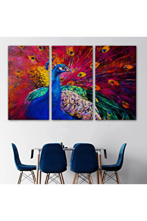 Çok Renkli Tavus Kuşu Modern Sanat Kanvas Duvar Tablosu-1112