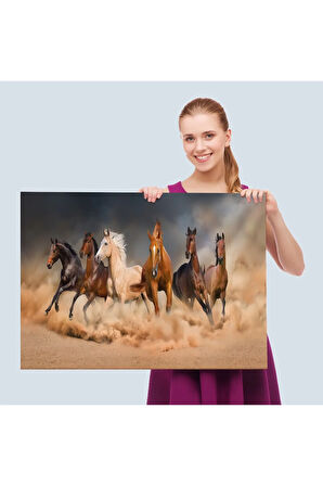 Koşan Atlar Dekoratif Kanvas Tablo 1126