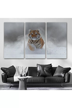 Karda Koşan Yavru Kaplan Dekoratif Kanvas Tablo 1135