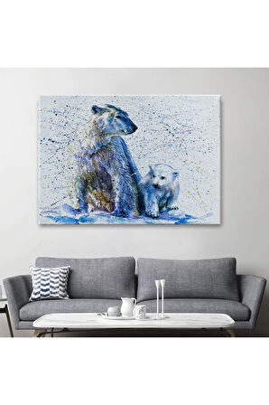 Kutup Ayısı Ve Yavrusu Dekoratif Kanvas Tablo 1139