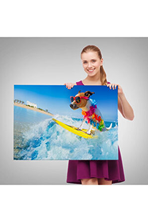 Su Kayağı Yapan Köpek  Dekoratif Kanvas Tablo 1155