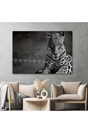 Mavi Gözlü Leopar Dekoratif Kanvas Tablo 1162