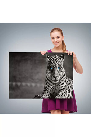 Mavi Gözlü Leopar Dekoratif Kanvas Tablo 1162