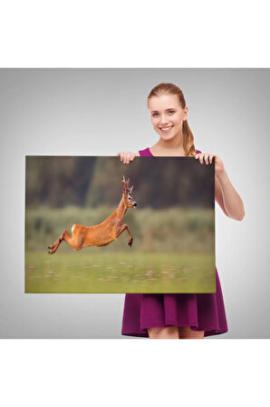 Koşan Geyik Dekoratif Kanvas Tablo 1170