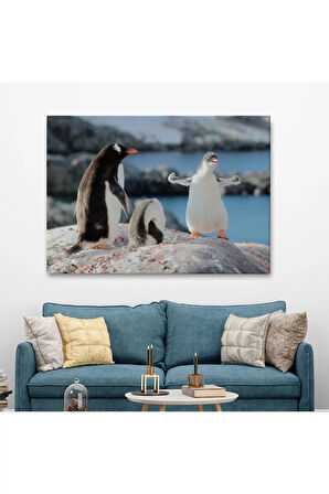 Mutlu Penguenler Dekoratif Kanvas Tablo 1172