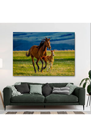 At Ve Tay Manzaralı Dekoratif Kanvas Tablo 1173