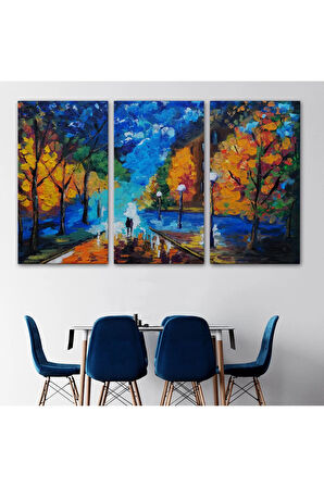 Gece Sokakta Yürüyen Sevgililer, Kanvas Duvar Tablosu-1184