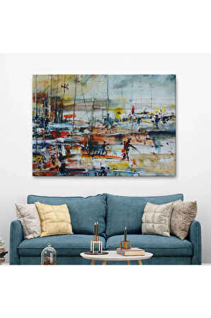 Limandaki Tekneler Kanvas Duvar Tablosu-1185