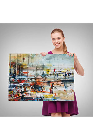 Limandaki Tekneler Kanvas Duvar Tablosu-1185