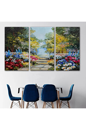 Yaz Ormanı Ve Renkli Güzel Çiçekler Kanvas Duvar Tablosu-1190