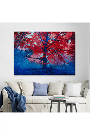 Ormandaki Güzel Sonbahar Ağacı Kanvas Duvar Tablosu-1192