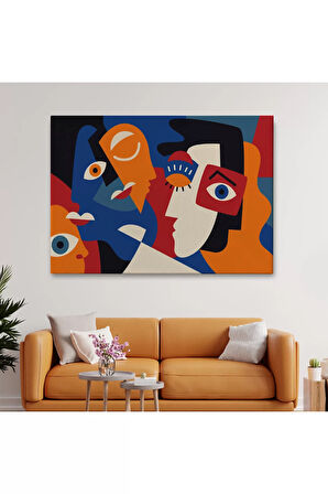 Picasso Tarzı Soyut İnsan Yüzleri Kanvas Duvar Tablosu-1195