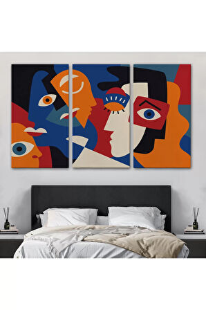 Picasso Tarzı Soyut İnsan Yüzleri Kanvas Duvar Tablosu-1195