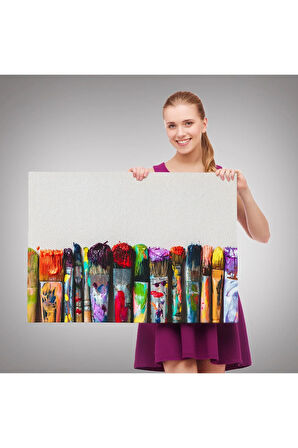 Sanatsal Tuval Üzerinde Renkli Yağlı Boya Sanatçı Fırçaları Tablo-1199