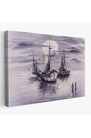 Venedik  İtalya Yelkenli Limanı Yağlı Boya Görünümlü Tablo-1200