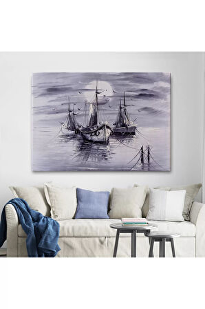 Venedik  İtalya Yelkenli Limanı Yağlı Boya Görünümlü Tablo-1200