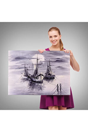 Venedik  İtalya Yelkenli Limanı Yağlı Boya Görünümlü Tablo-1200