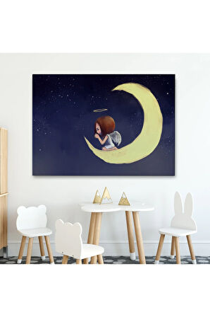 Ay'da Diz Çöküp Dua Eden Melek Kızın Tablosu-1210