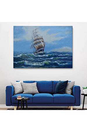 Dalgalı Okyanustaki Büyük Yelkenli Duvar Tablosu-1215