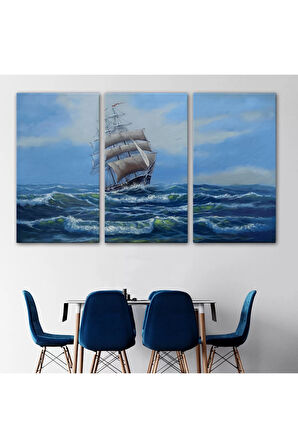 Dalgalı Okyanustaki Büyük Yelkenli Duvar Tablosu-1215