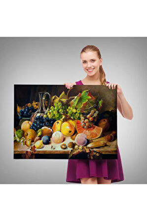 Masa Üstündaki Meyveler Yağlı Boya Görünümlü Tablo-1221