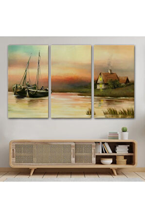 Rusya Köy Balıkçıları Manzara Duvar Tablosu-1229