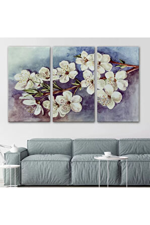 Beyaz Erik Çiçekleri Duvar Tablosu-1234