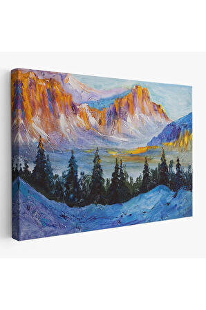 Rusya Karlı Dağları Manzarası Duvar Tablosu-1235