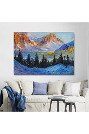 Rusya Karlı Dağları Manzarası Duvar Tablosu-1235